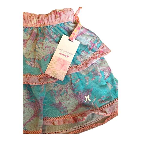 LOVESHACKFANCY HURLEY SWIM SKIRT S TIERED RUFFLE MINI PINK BLUE NAUTICAL CROCHET - Picture 7 of 10